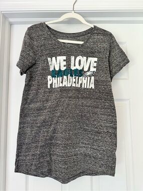 Maternity NFL Philadelphia Eagles Gray Heather Crew Neck Tee M